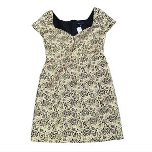 Brooks Brothers Cream Dress with Black Floral Lace Overlay